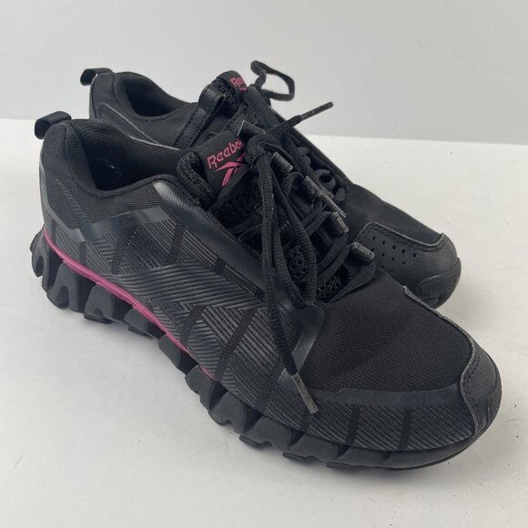 Reebok Zigtech Runnig Shoes Women’s 8.5 Pink Black Lace Up Low Top Memory Foam - Picture 1 of 12
